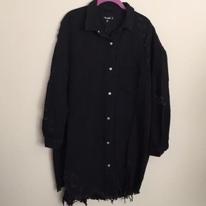 Misguided Distressed Denim Shirt Dress Size 10